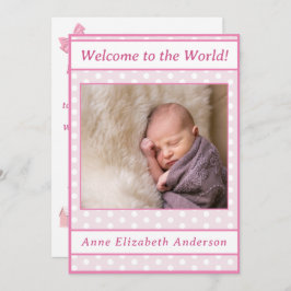 Anúncio de Nascimento de Garota Polka-Dot Rosa