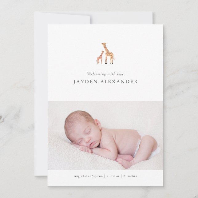 Anúncio de nascimento de Giraffe (Frente)
