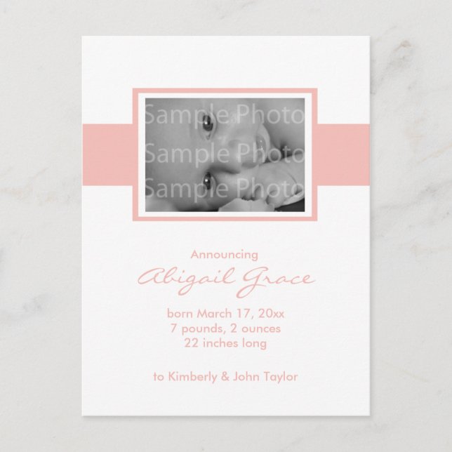 Anúncio de Nascimento de Menina (Frente)