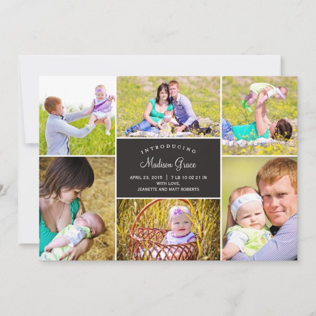 Anúncio de nascimento de na moda Colagem (Frente)