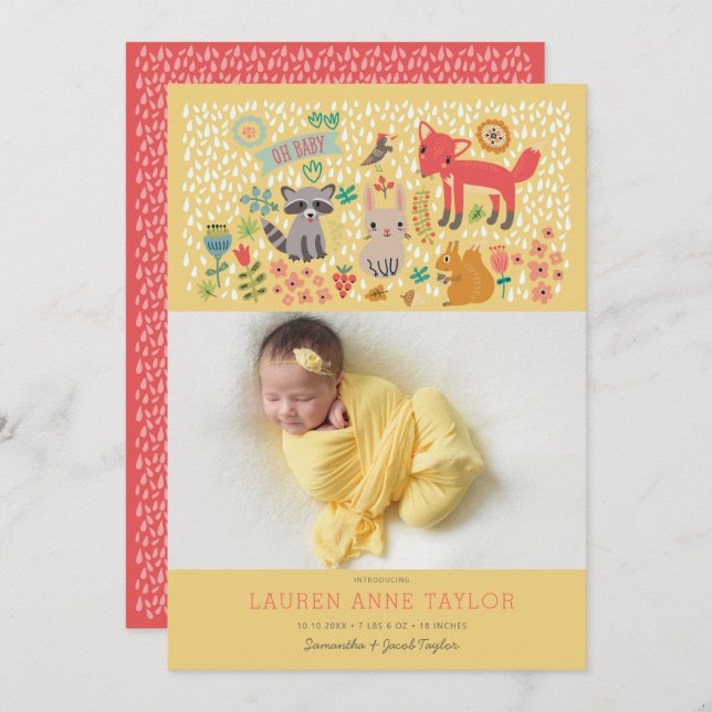 Anúncio de Nascimento de Novo Bebê de Animais da F (Frente/Verso)