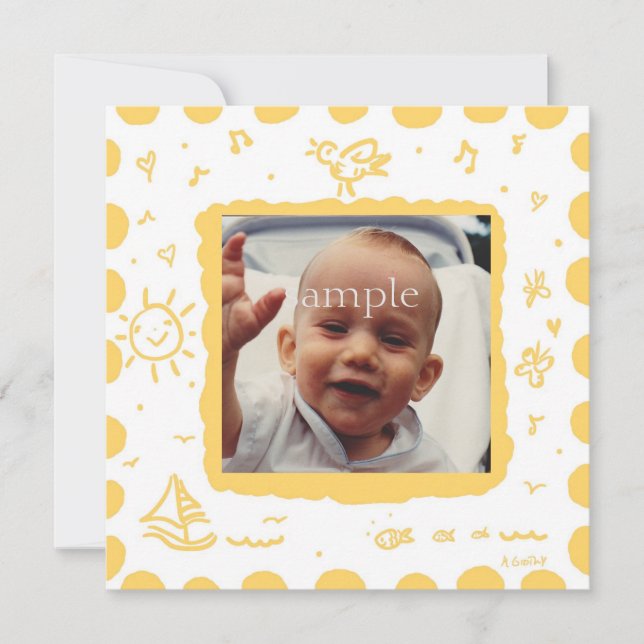 Anúncio de Nascimento de Pássaro Amarelo (Frente)