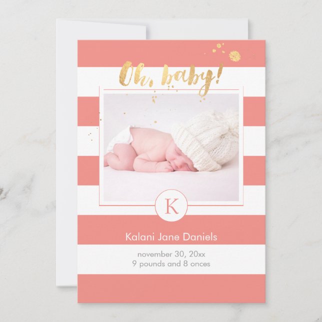 Anúncio de nascimento de PixDezines/listras de cor (Frente)