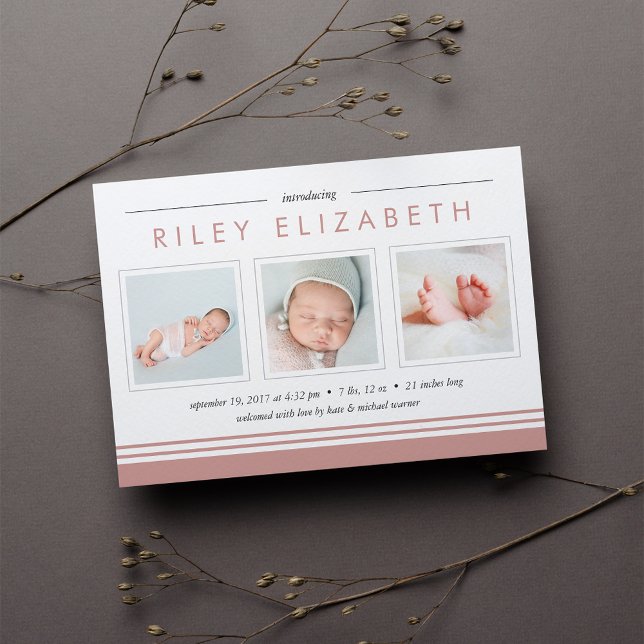 Anúncio de Nascimento de Stripe do Metro | ROSA (Criador carregado)