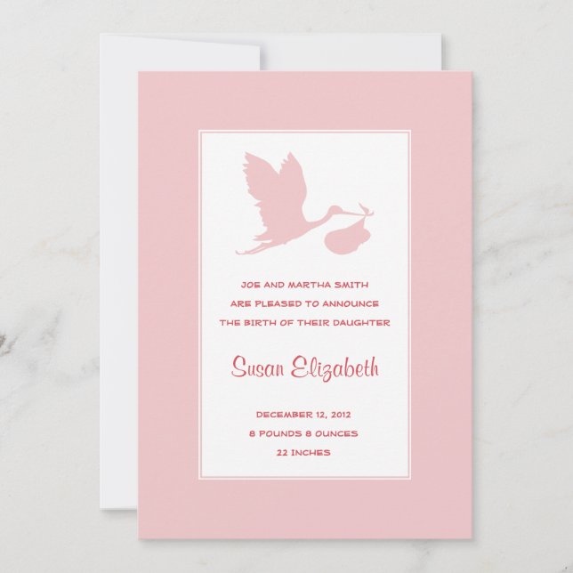 Anúncio de Nascimento de Tempestade Rosa (Frente)