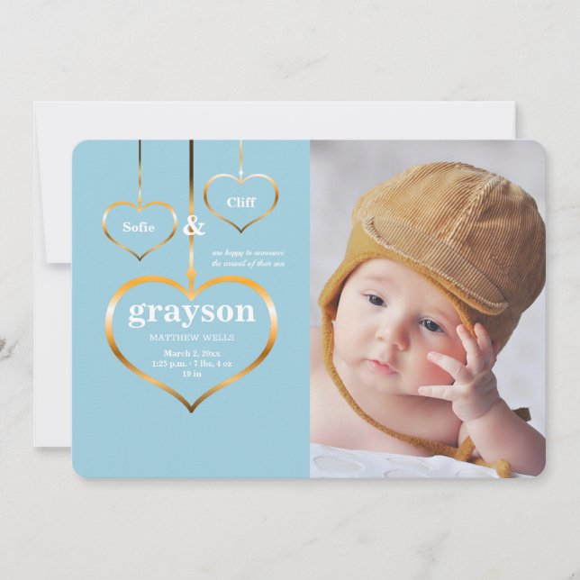 Anúncio de Nascimento de Três Corações Foto (Frente)