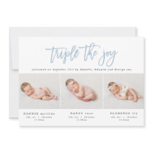 Anúncio de nascimento de tripla multifoto moderna