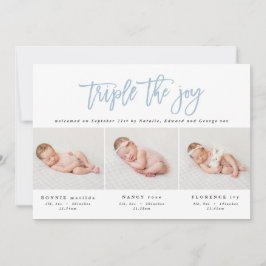 Anúncio de nascimento de tripla multifoto moderna