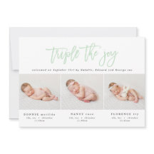 Anúncio de nascimento de tripla multifoto moderna