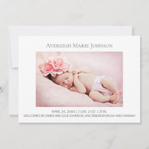 Anúncio de nascimento de uma garota branca ou de 