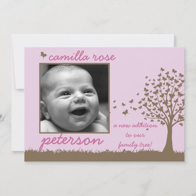 anúncio de nascimento de uma menina de árvore borb (Frente)