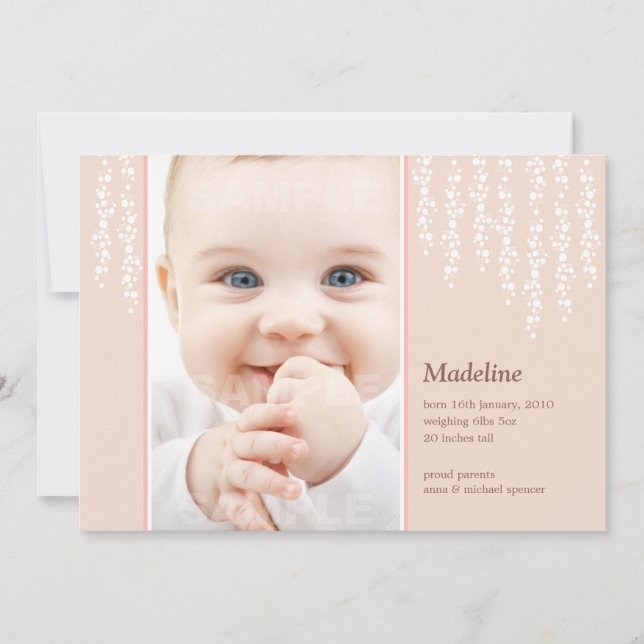 Anúncio de Nascimento de Vinhas Caprichosas Cartão (Frente)