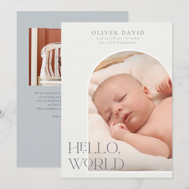 Anúncio de Nascimento do Arco de Fotografia Vertic (Frente/Verso)