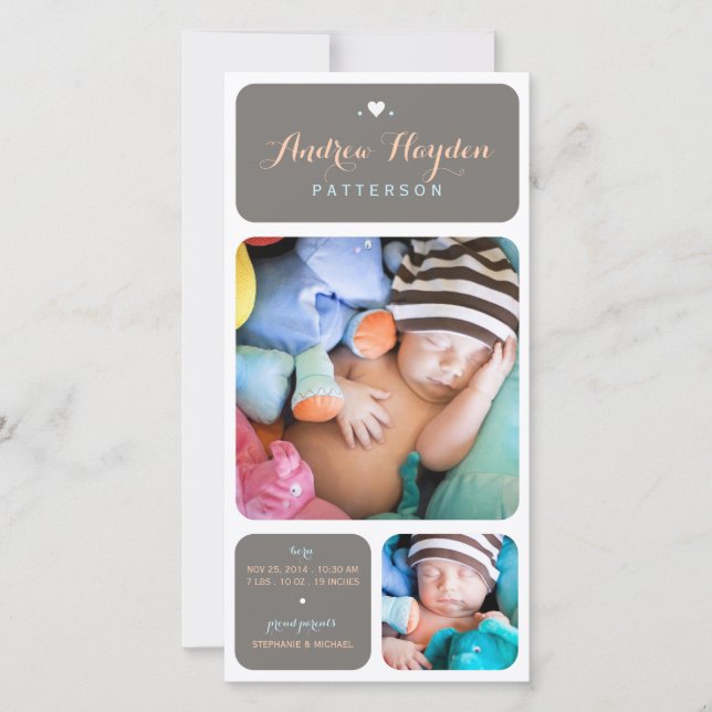 Anúncio de Nascimento do Bebê-Bebê Foto de Duet Do (Frente)