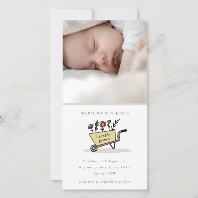 Anúncio de nascimento do bebê com foto de carrinho (Frente)