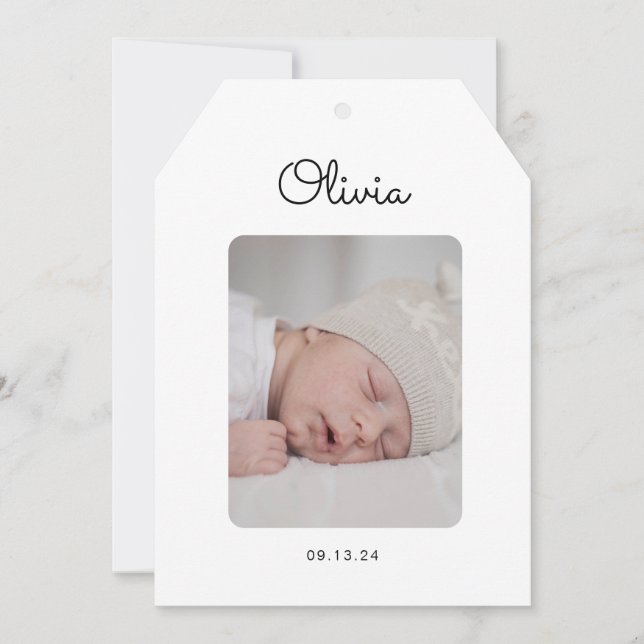Anúncio de Nascimento do Bebê com Foto Moderna (Frente)