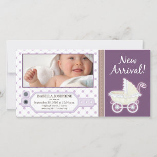 Anúncio de nascimento do bebê com identificação do