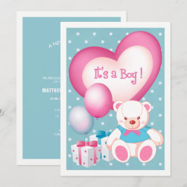 Anúncio de Nascimento do Bebê Design do Urso Teddy