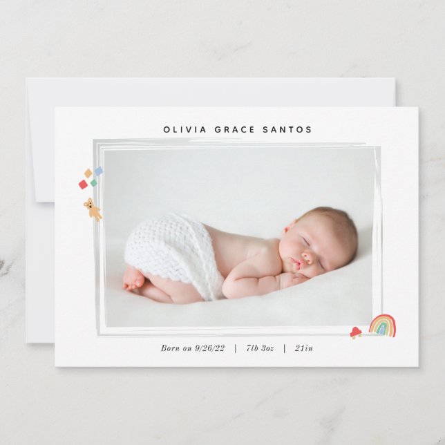 Anúncio de Nascimento do Bebê do Arco-Íris Pequeno (Frente)
