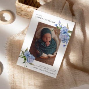 Anúncio de Nascimento do Bebê do Blue Floral Boy