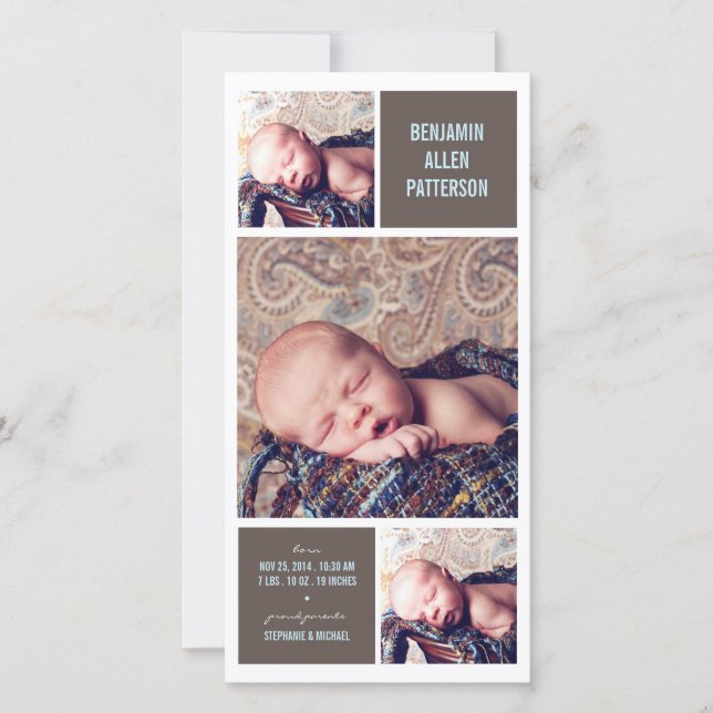 Anúncio de Nascimento do Bebê do Trio Moderno (Frente)