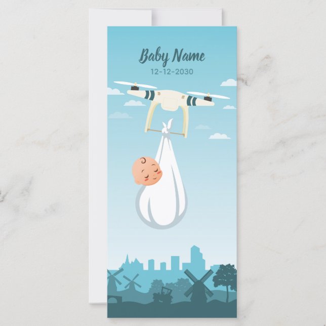 Anúncio de Nascimento do Bebê Drone (Frente)