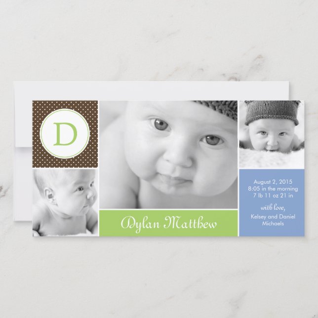 Anúncio de Nascimento do Bebê Inicial Moderno (Frente)