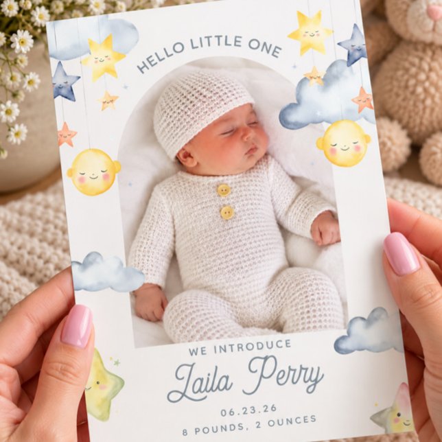 Anúncio de Nascimento do Bebê Lua e Estrelas Twink (Criador carregado)