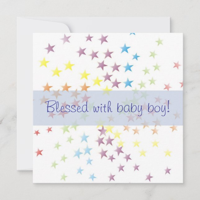 Anúncio de Nascimento do Bebê Menino Estrelas de A (Frente)