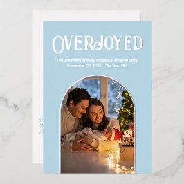 Anúncio de Nascimento do Bebê no Natal em Azul Gel