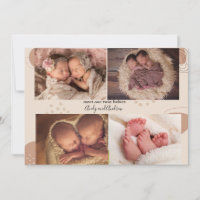 Anúncio de Nascimento do Bebê Twin com Foto Multip