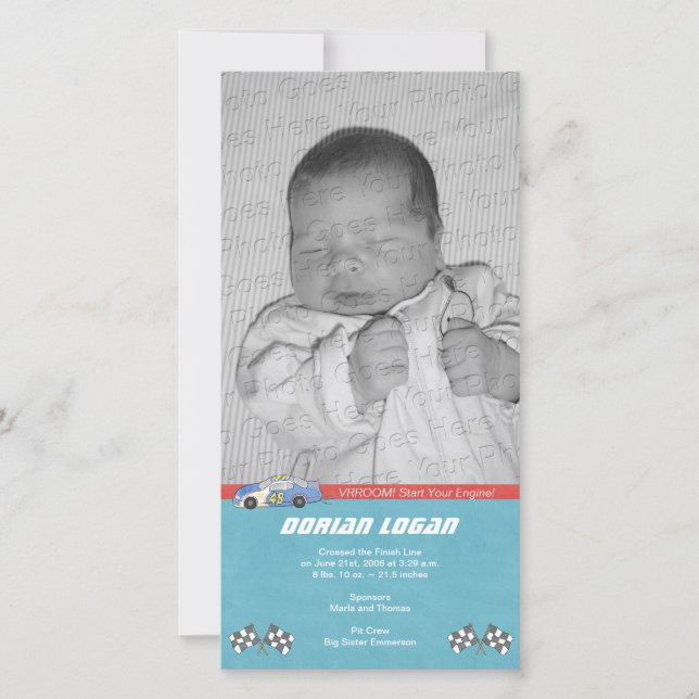Anúncio de Nascimento do Carro Race (Frente)