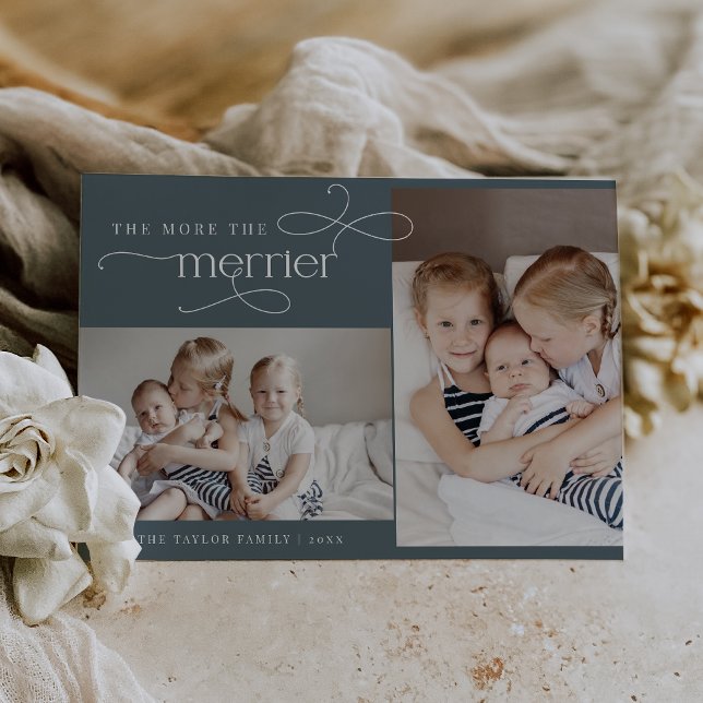 Anúncio de nascimento do Cartão de Natal Azul AUDR (AUDREY Blue Cute Christmas Card Birth Announcement)