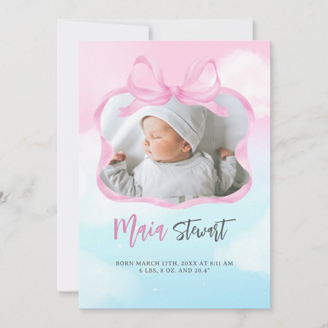 Anúncio de Nascimento do Céu Sonho Rosa (Frente)