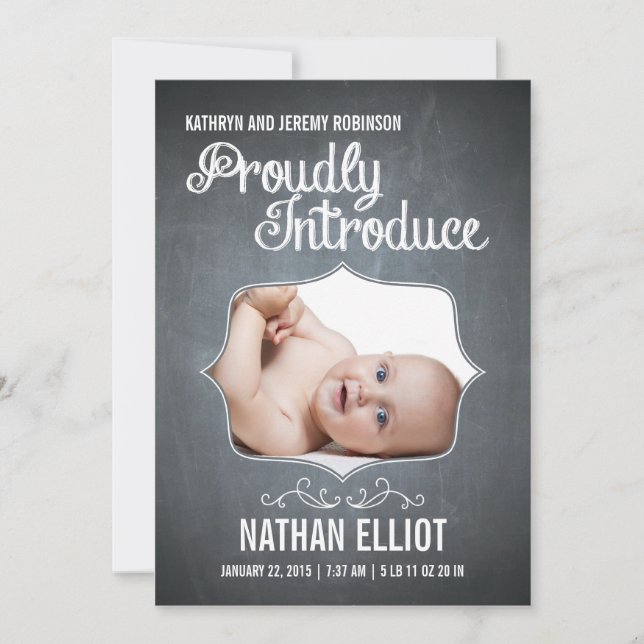 Anúncio de Nascimento do Chalkboard (Frente)