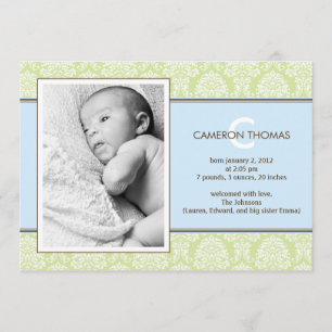 Anúncio de Nascimento do Damask Baby Boy