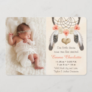 Anúncio de Nascimento do Dreamcatcher Coral Mint B