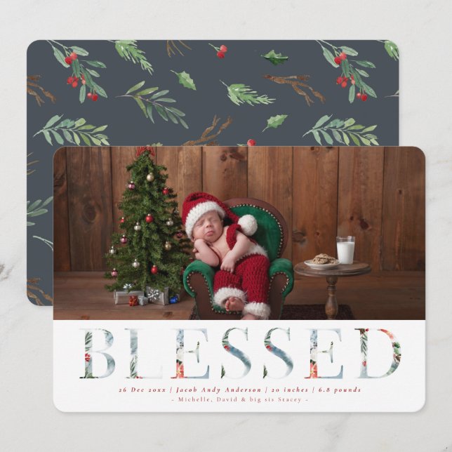 Anúncio de Nascimento do Feriado de Wintry Wonderl (Frente/Verso)