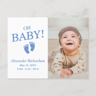 Anúncio de Nascimento do Menino com Foto Oh Baby B
