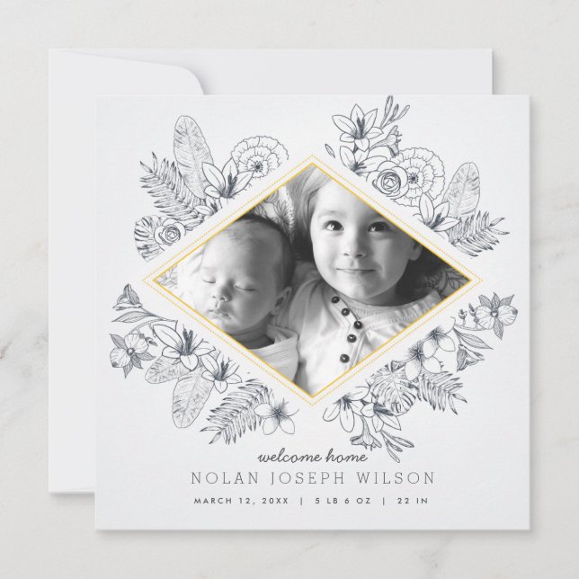 Anúncio de Nascimento do Mod Floral (Frente)