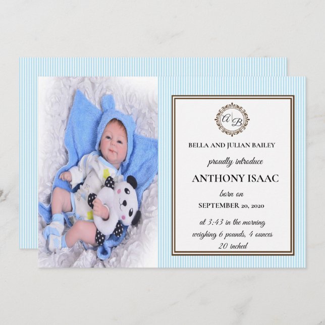 Anúncio de Nascimento do Monograma (Frente/Verso)