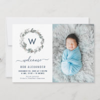 anúncio de nascimento do monograma de cupão de fér