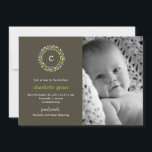 Anúncio de Nascimento do Monograma Wreath Winter<br><div class="desc">Apresente seu presente de precioso para sua família e amigos com os anúncios de nascimento do Monograma Wreath por Paper Girl. Também disponível em mais cores.</div>