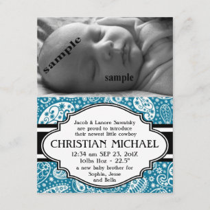 Anúncio de Nascimento do New Baby Boy da Paisley