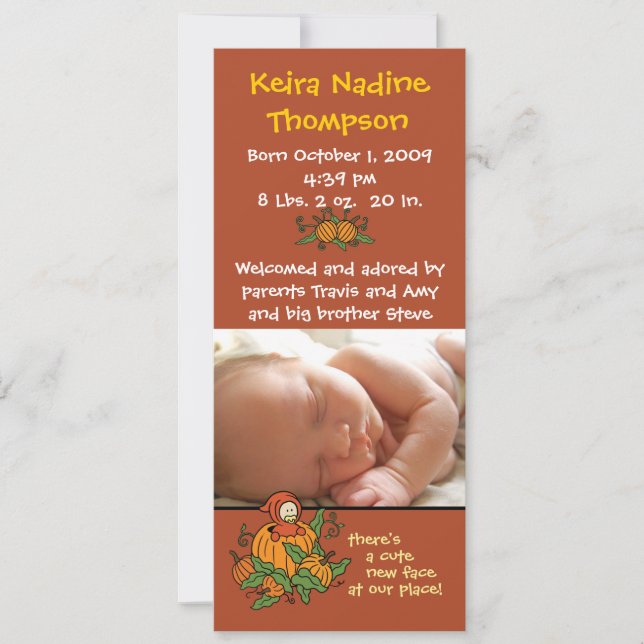 Anúncio de Nascimento do outono (Frente)