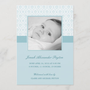 Anúncio de Nascimento do precioso Damask Baby Boy