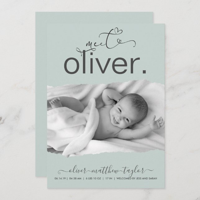 Anúncio de Nascimento do Quadro de Papel Torno por (Frente/Verso)