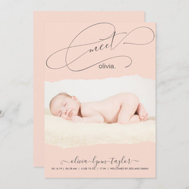 Anúncio de Nascimento do Quadro de Papel Torno por (Frente/Verso)