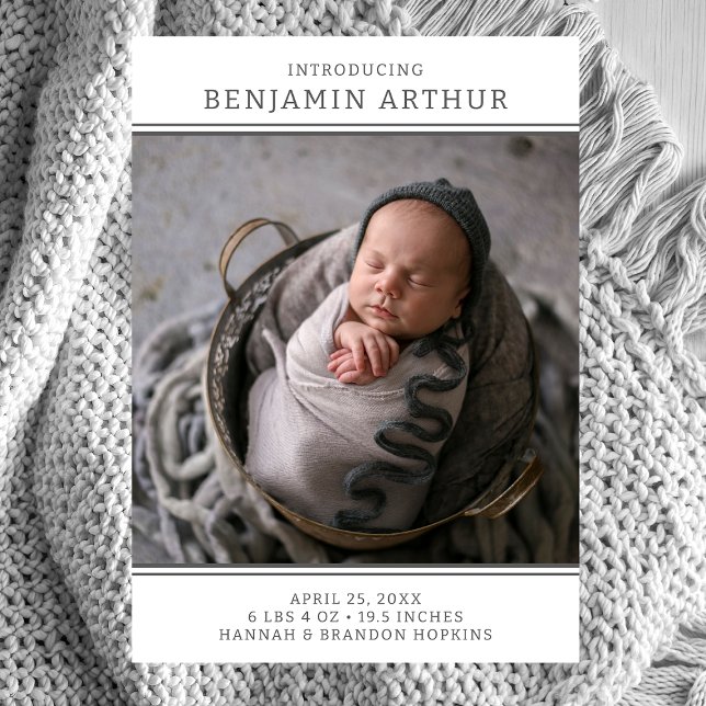 Anúncio de Nascimento do Rapaz Fotográfico Moderno (Criador carregado)