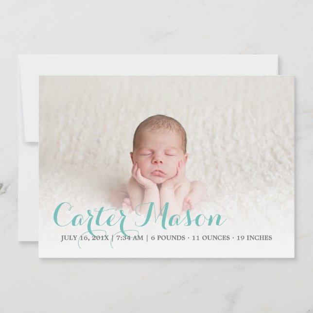 Anúncio de Nascimento do Script Azul Moderno (Frente)